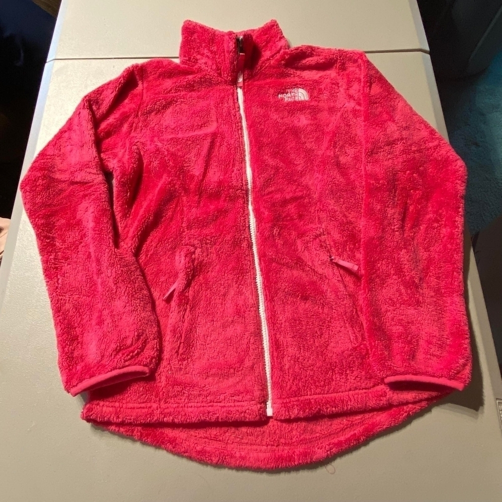 The North Face Pink Osito Fleece Jacket Girl's Large L (14-16) Inside Pockets